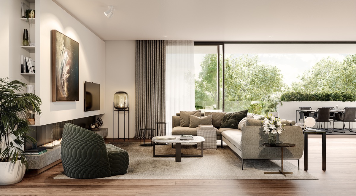 living aesthetic modern interior third blending architecture nature decor designing cosy visualizer salon designs