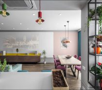 Punchy Colourful Interior With A Prominent Home Workspace