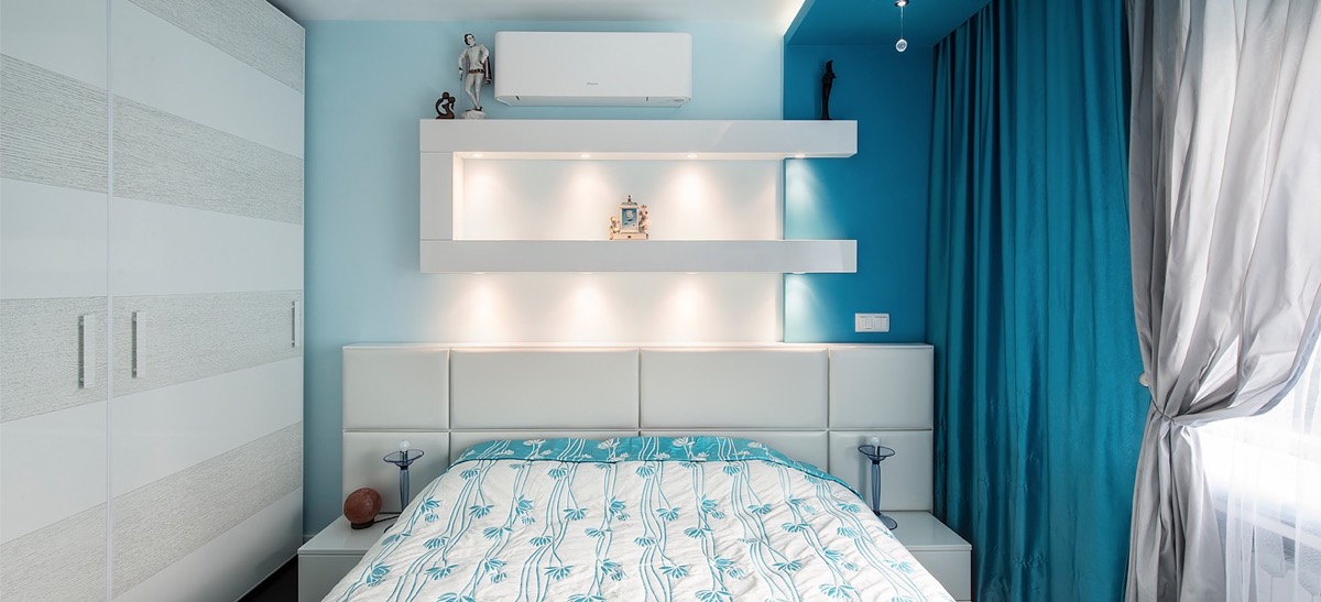 white and baby blue bedroom