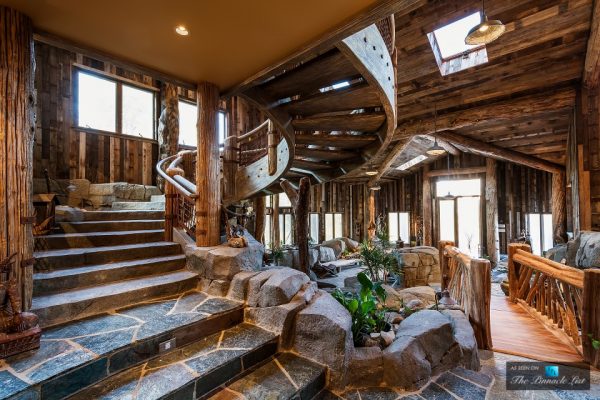 Rustic Mountaintop Mansion With Indoor River