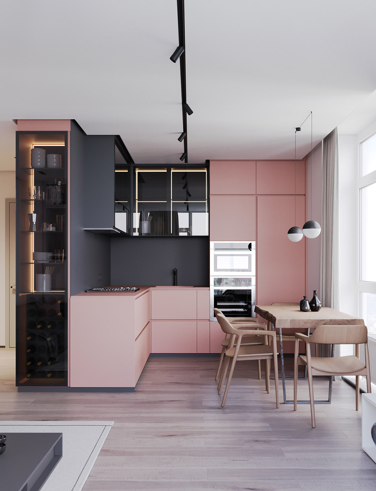 A Striking Example Of Interior Design Using Pink Grey