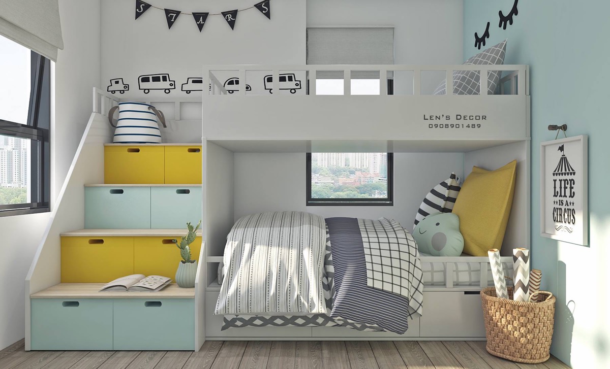 grey and yellow childrens bedroom