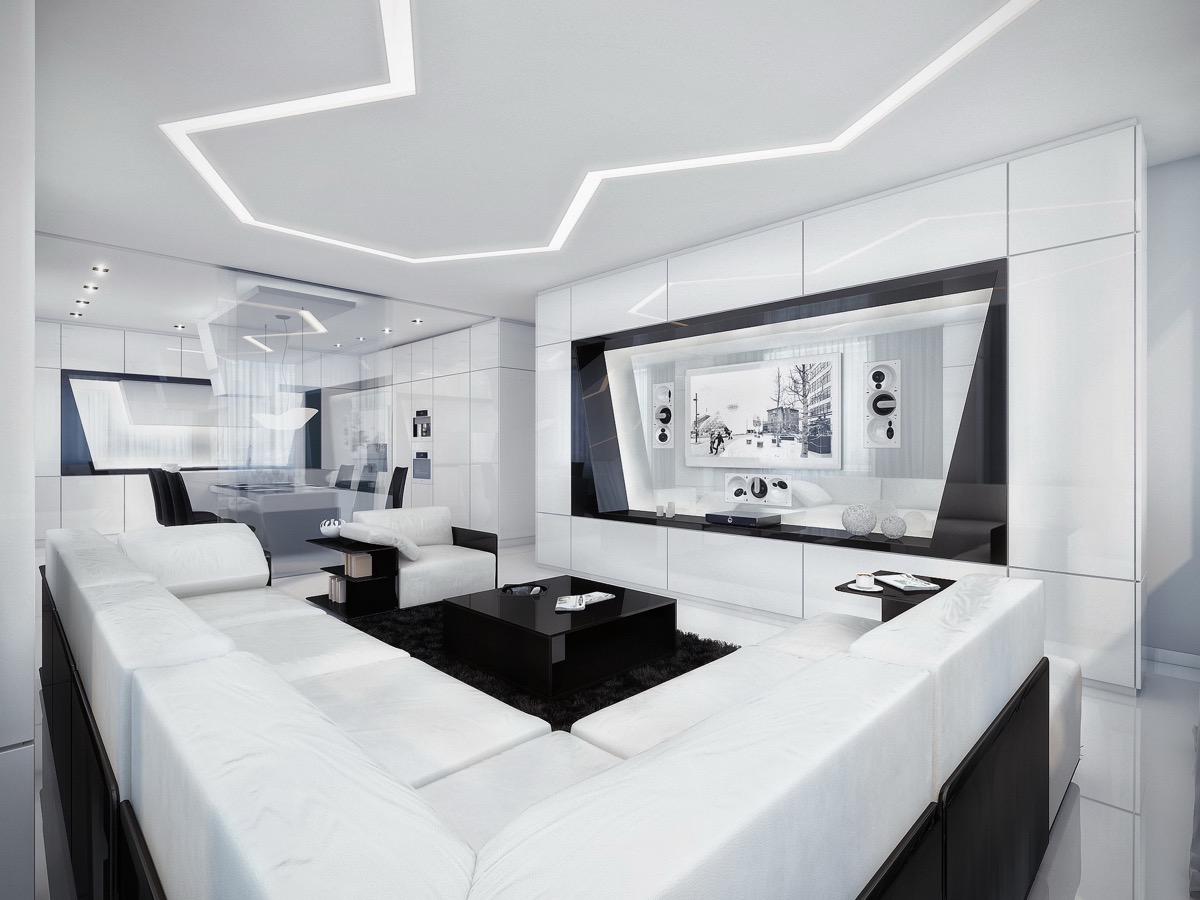 Modern White And Silver Living Room