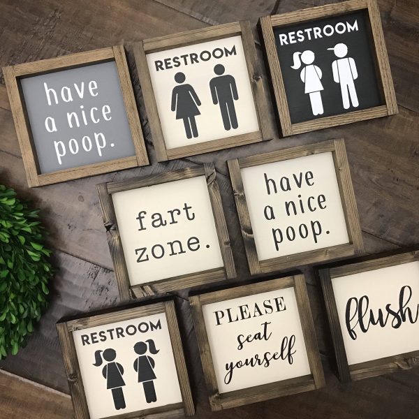 GET-SHIT DONE Funny Bathroom Sign Home Decor Shelf Sitter Toilet Restroom