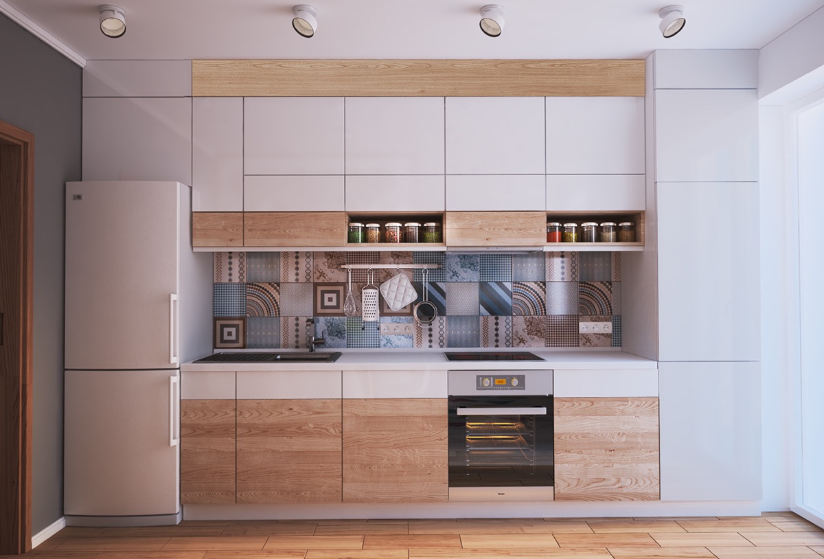 one sided kitchen design
