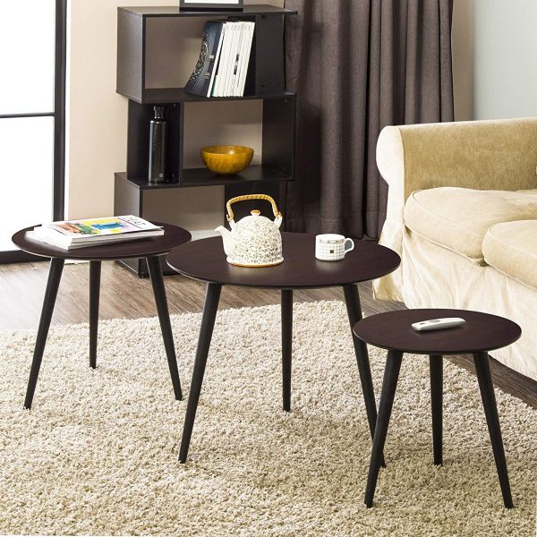White nozama Black High Gloss Nesting Tables for Living Room Cube Modern Nested of 3 Tables Small Nested Side Coffee Tables for Small Space with Chrome Frame