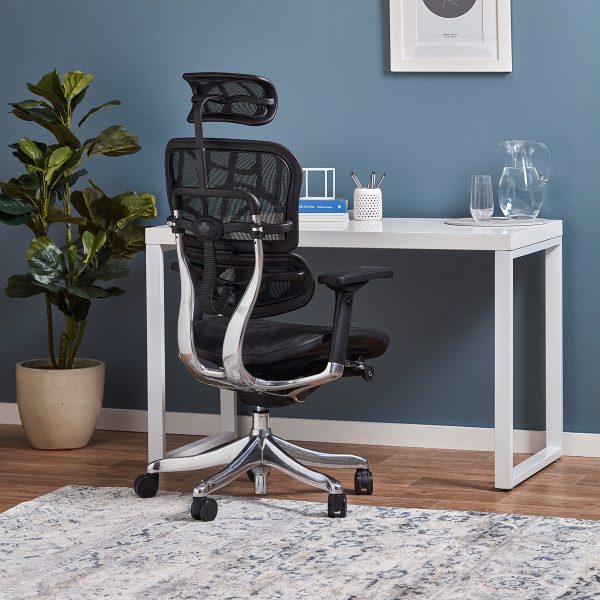 SEATZONE Ergonomic Executive Office Chair Leather Home Office Desk Chair Computer Chair with Flip up Arms,Black&White 