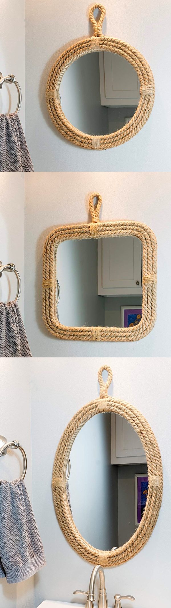 BESPORTBLE Bathroom Mirror Hanging Makeup Mirror Retro Wall Mirror Vanity Mirror for Home Bedroom Living Room 