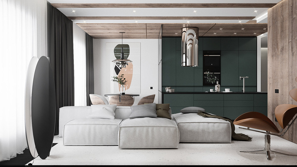 Modern Minimalist Apartment Designs Under 75 Square Meters,Kitchen Traditional Home Interior Designs