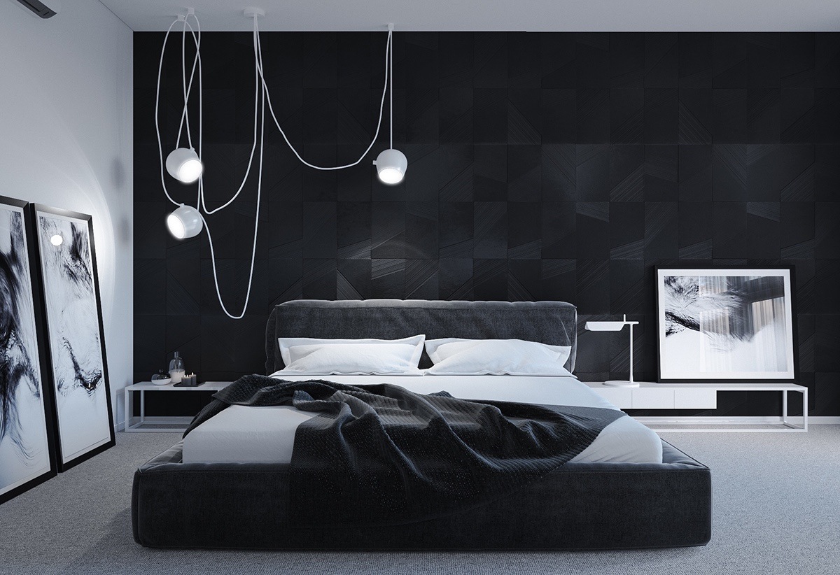 Dark Grey Black And White Bedroom Decorating Ideas