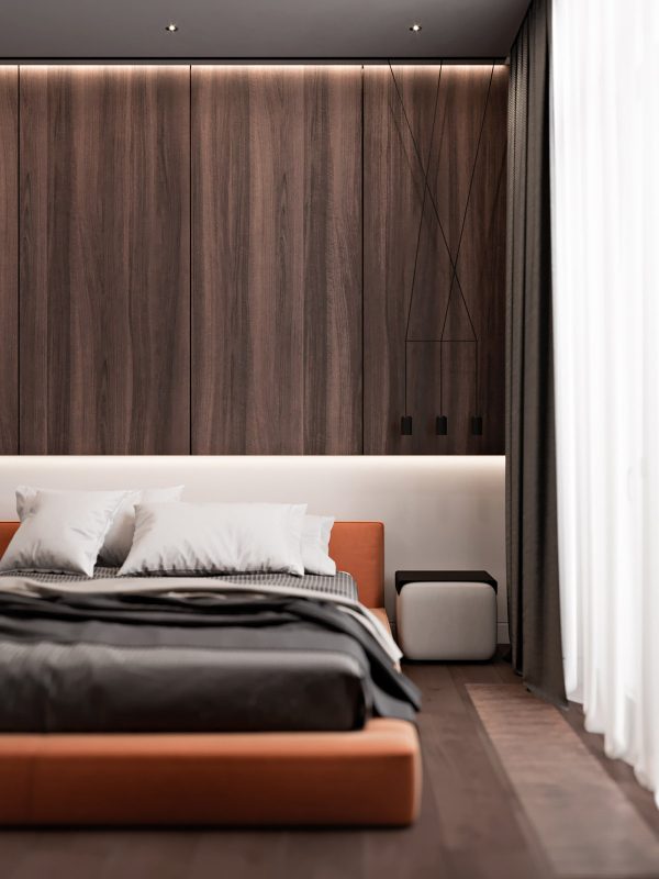 Penthouse Interior Design With Orange Accents