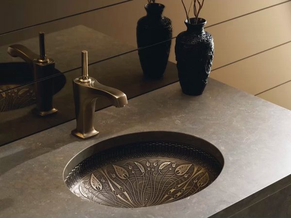 polished bronze bathroom sink