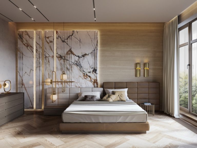 white marble and wood master bedroom luxury bedroom decor ideas chevron