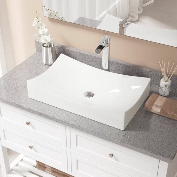 Bathroom Sink Vessel Sink Porcelain Round Above Counter White Countertop Bowl Sink for Lavatory Vanity Cabinet Contemporary Style E-CL-1264