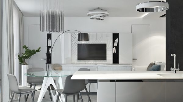 Blush, Black And White Decor In A Modern Family Apartment