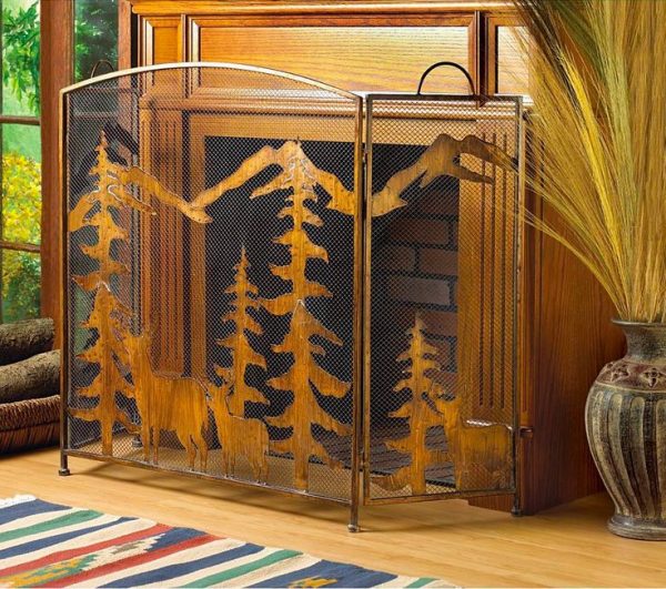 Metal foldable star fireplace screen rustic country style 