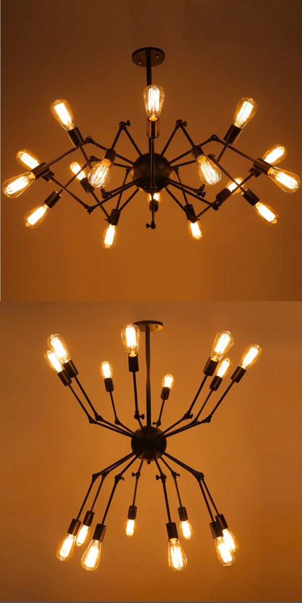 12/18/20 Industrial Sputnik Ceiling Light Vintage Satellite Iron Lamp Chandelier 