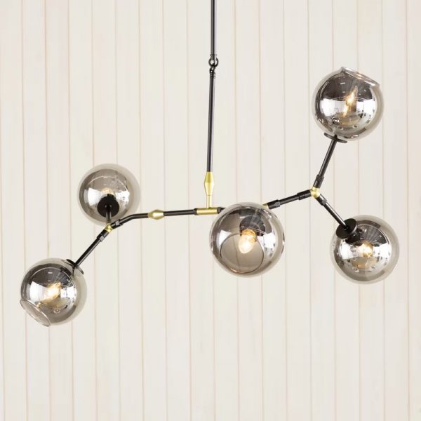 Modern Sputnik Chandelier,Nordic Glass Ball Chandelier LED Art Chandelier Lamp Holder Suitable for Bedroom Living Room,Vintage Industrial Glass Chandeliers Lights,5 Heads