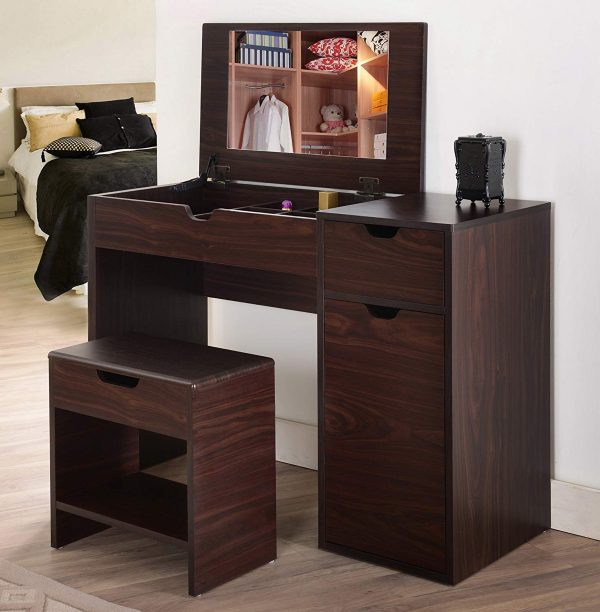 Featured image of post Dressing Table With Storage Drawers - Modern dressing table with mirror and stool luxury leather stainless steel mirrored makeup table with drawers for girls.