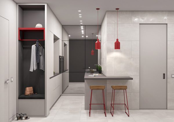 Incorporating Red Accents on Grey Decor