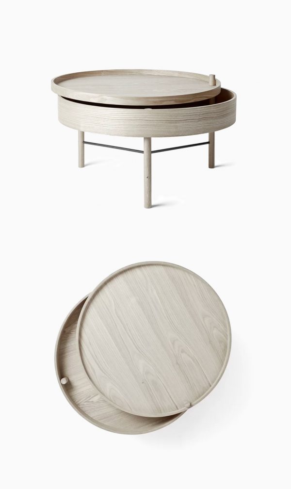 light wood round coffee table