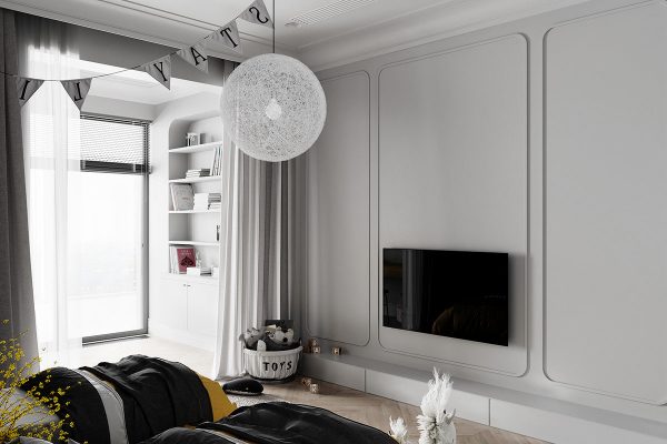 Grey Based Neoclassical Interior Design With Muted & Metallic Accents