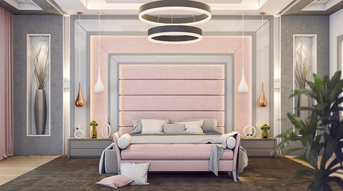 baby pink grey and white room
