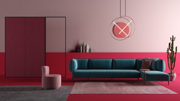 pink and teal living room decor