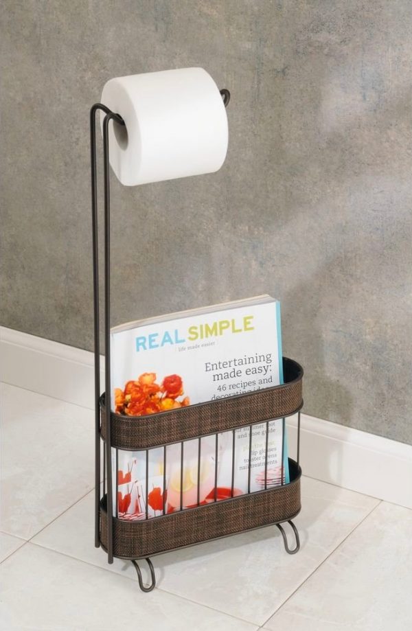 mDesign Freestanding Magazine Rack Bathroom Storage Solutions Newspaper Hold 