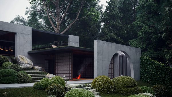 A Terraced Japanese Garden House Filled With Sculptural Art