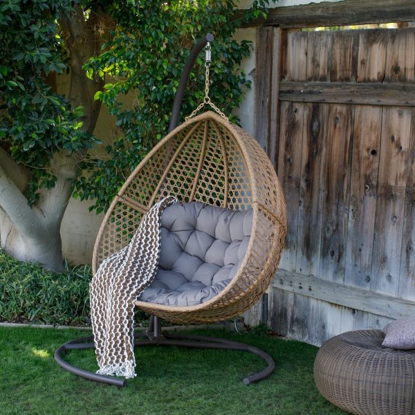 Bedroom Garden Blue Patio Indoor Outdoor Caromy Hammock Chair Hanging Rope Swing Seat with Pillow and Carrying Bag Chair for Yard 