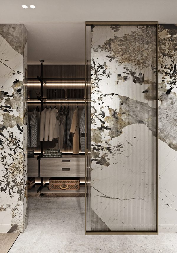 Magnificent Modern Marble Interior With Metallic Accents