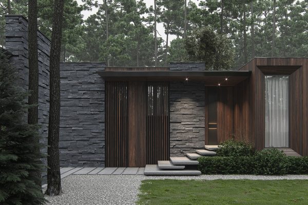 Modern Single Story Forest House With Pool in Ukraine