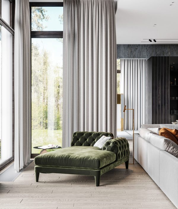 Captivating Modern Glamour In Grey, Gold And Green Home Interior