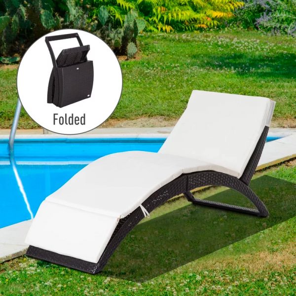 Festnight Outdoor Patio Folding Chaise Lounge Chair Adjustable Sun Lounger Coffee 