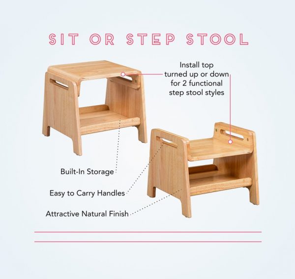 Black 8"h Handcrafted Heavy Duty Step Stool Compact Wood Kids Bathroom Foot 