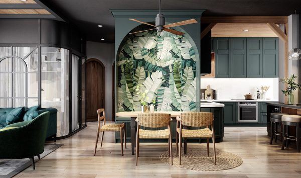 Asian Style Interiors Spliced With Sumptuous Deep Green And Teal Accents