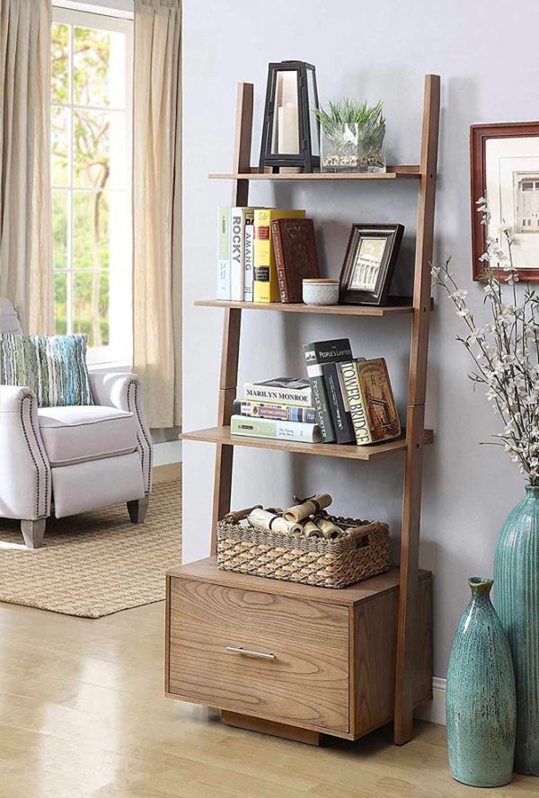 Featured image of post Living Room White Ladder Shelf : Plus, they bring out the best in surrounding furniture, be it a white sofa in the living room or white desk in the home office.