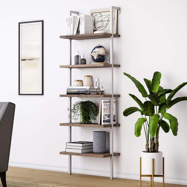 Wood 4 Tier  A-Frame Book Bookshelf  Display Modern Living Room Black Home Decor 