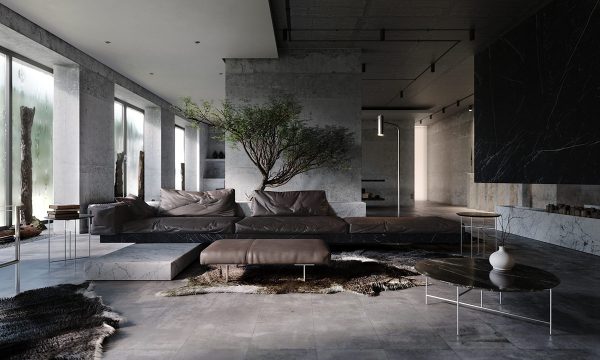 Darkly Designer Interiors Decked Out In Stone, Marble And Concrete