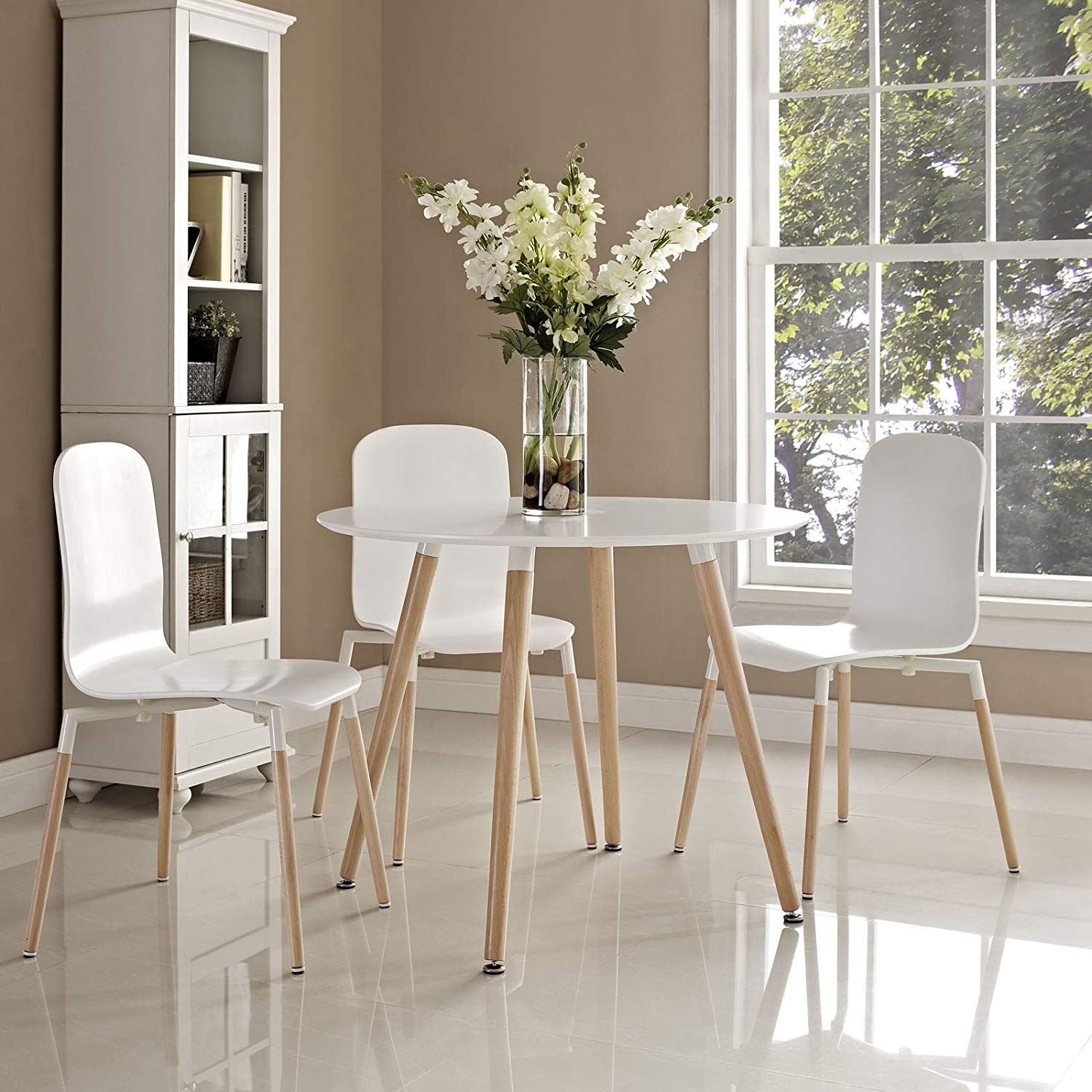 cheap scandinavian dining table white top wood legs minimalist round