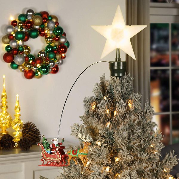 Golden 20cm Uonlytech Wrought Iron Christmas Tree Topper Glittering Star and Moon Treetop Home Decor Party Supplies