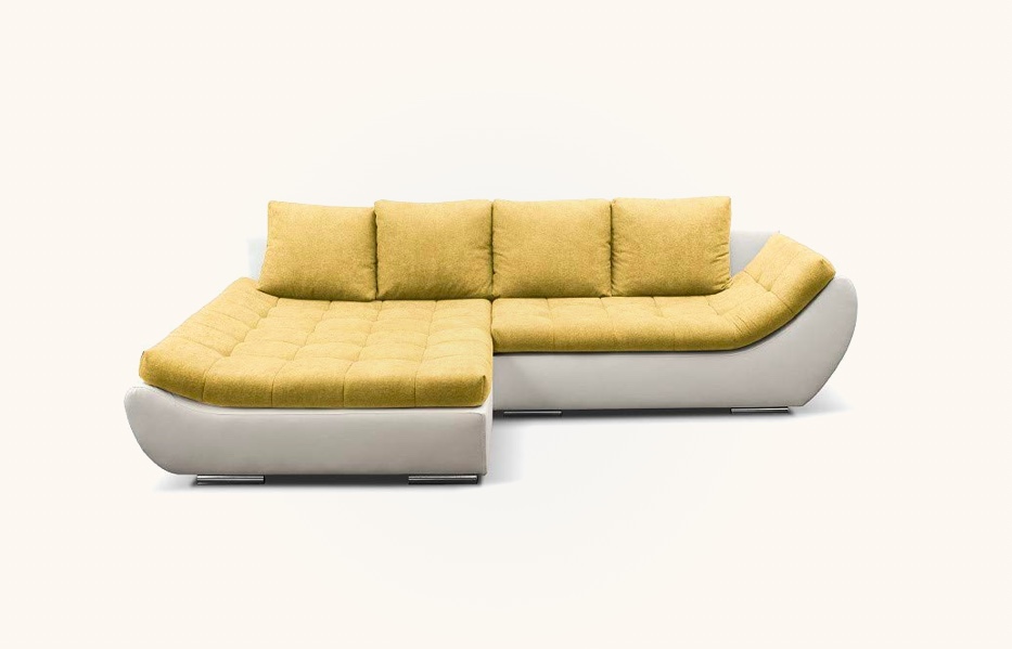 Unique Mini Sectional Sleeper Sofa Pale Yellow Upholstery Modern Contemporary Design 