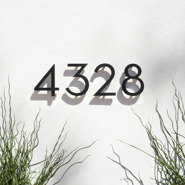 Modern House Numbers Engraved Aluminium/Black Effect Contemporary Home Address 