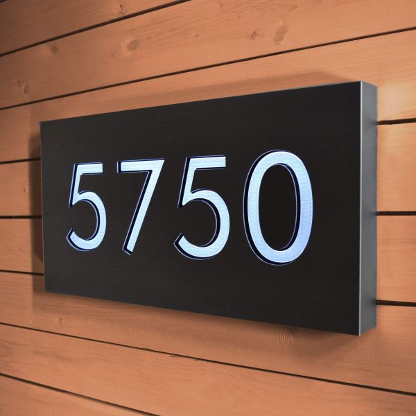 Modern House Numbers Engraved Aluminium/Black Effect Contemporary Home Address 