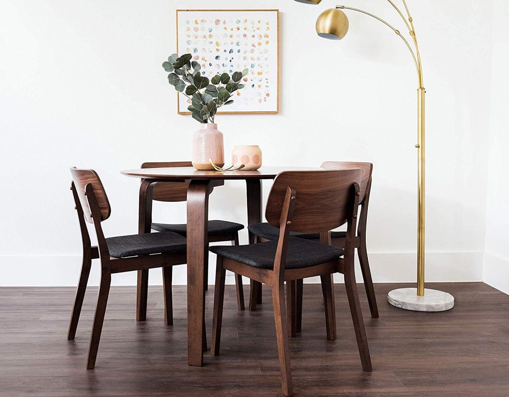 round kitchen table sets midcentury modern design with four chairs