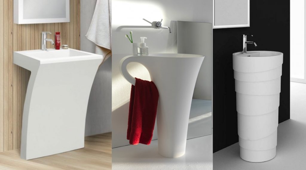 contemporary bathroom pedestal sinks