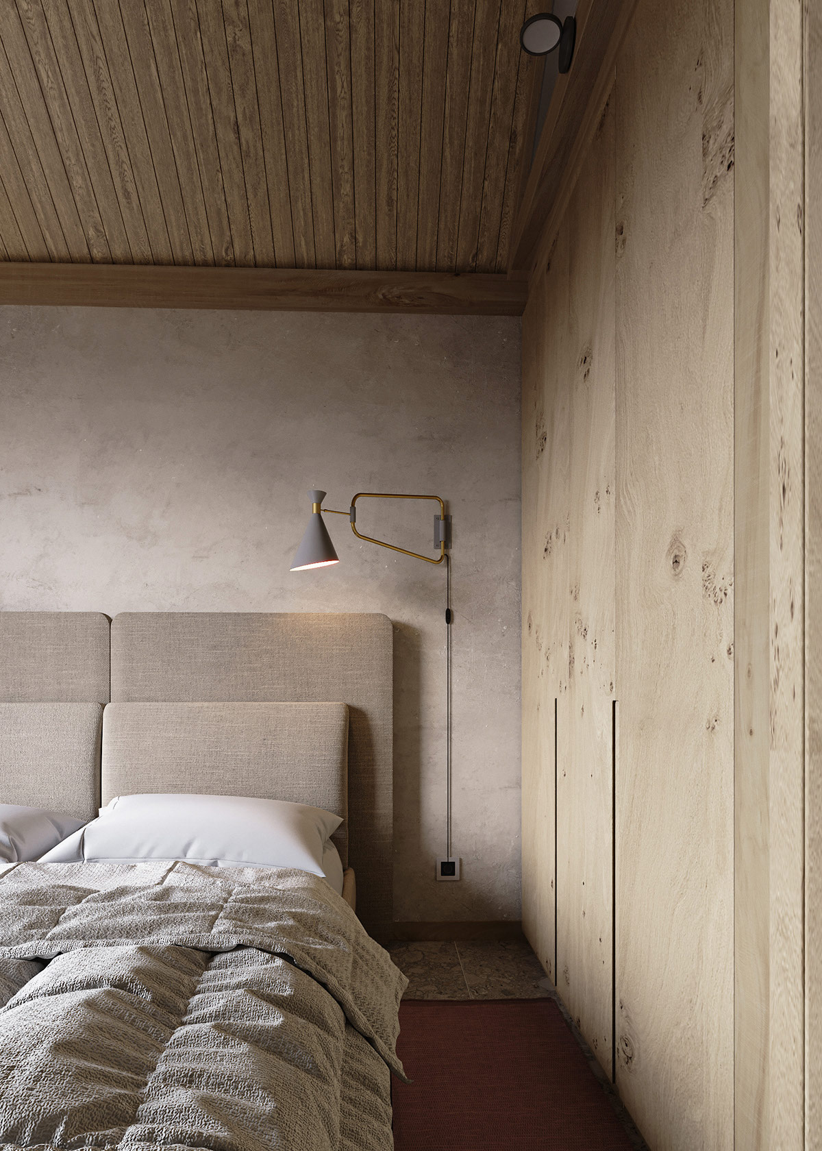 Slaapkamer met betonlook
