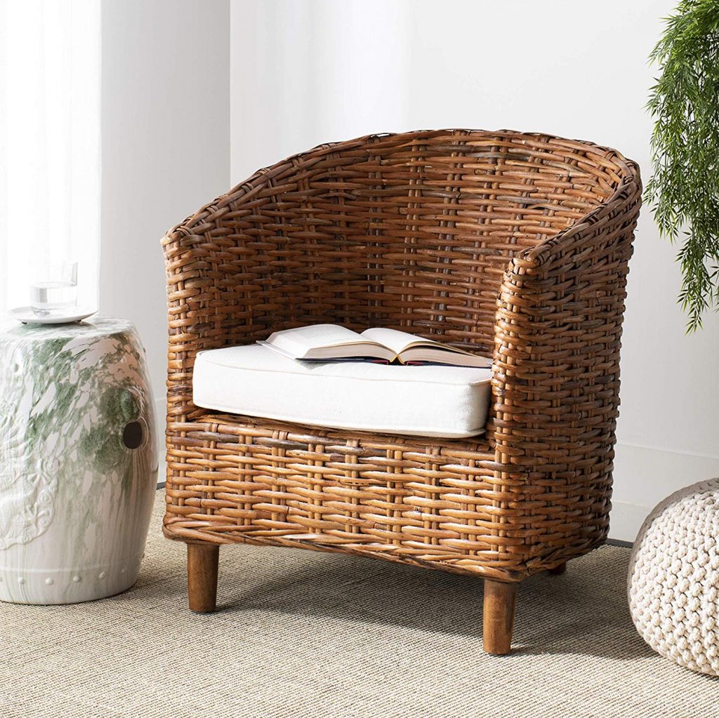 wicker barrel chair for indoors with cushion | Interior Design Ideas