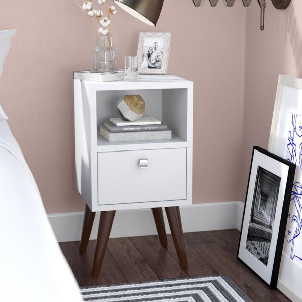 Small Nightstand 2-Tier Storage Locker Bedroom Night Table Sofa Coffee Table Modern End Table Bedroom Shelf Creative Free Combination Small Bookcase Home White White